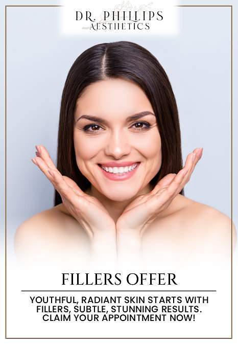 Fillers Offer: Youthful, radiant skin starts with fillers, subtle, stunning results. Claim your appointment now! at Dr. Phillips Aesthetics MedSpa in Winter Park, FL