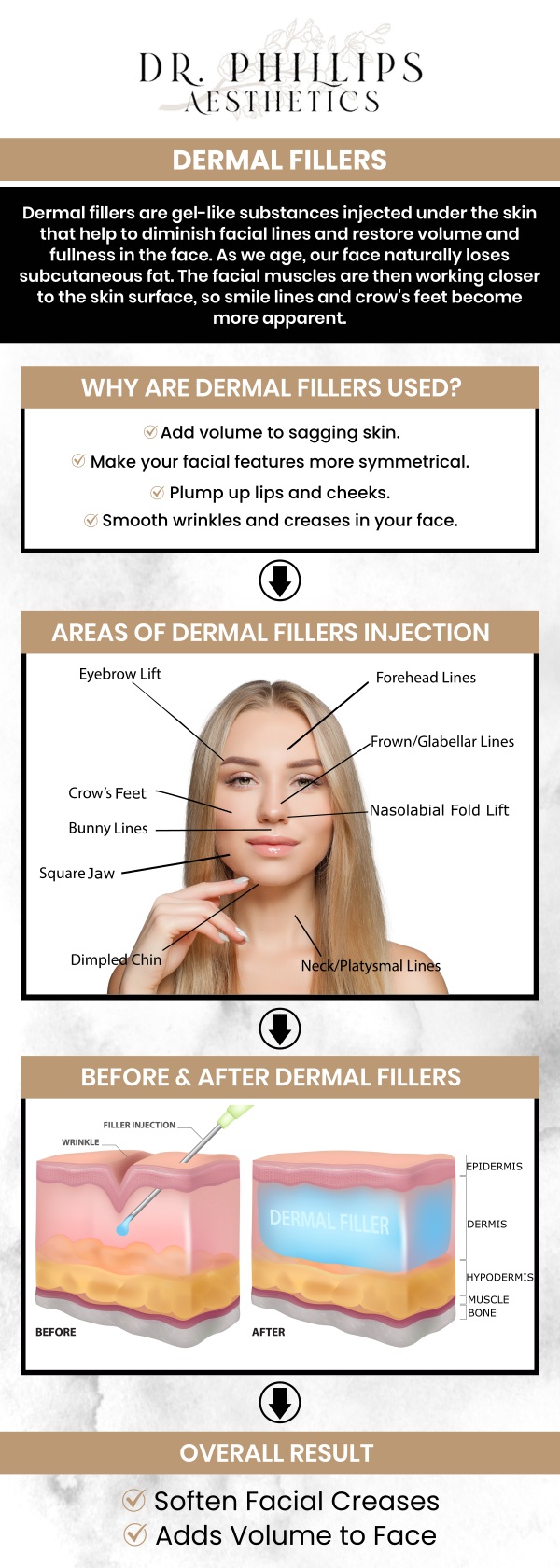 Dermal fillers are a suitable choice for individuals who desire to address the appearance of volume or fat loss in the face. Fillers can plump thin lips, enhance shallow features, smooth facial creases, eliminate wrinkles, and make scars less visible. Our team of professionals will help you learn more about the benefits of dermal fillers, so book your next appointment now! Please contact us for more information. We are conveniently located at 242 N Edinburgh Drive Winter Park, FL, 32792.