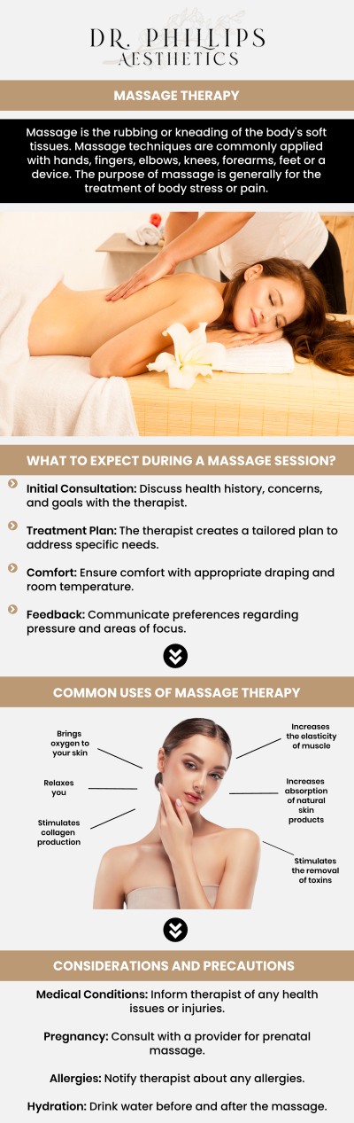 Therapeutic massages offer a wide range of health benefits in addition to the relaxation benefits of a regular massage. Massage can lower blood pressure, lower heart rate, and enhance blood circulation and lymph flow. It also relaxes muscles, improves range of motion, and boosts endorphins, all of which can benefit medical therapy. Book your next appointment now! Please contact us for more information. We are conveniently located at 242 N Edinburgh Drive Winter Park, FL, 32792.
