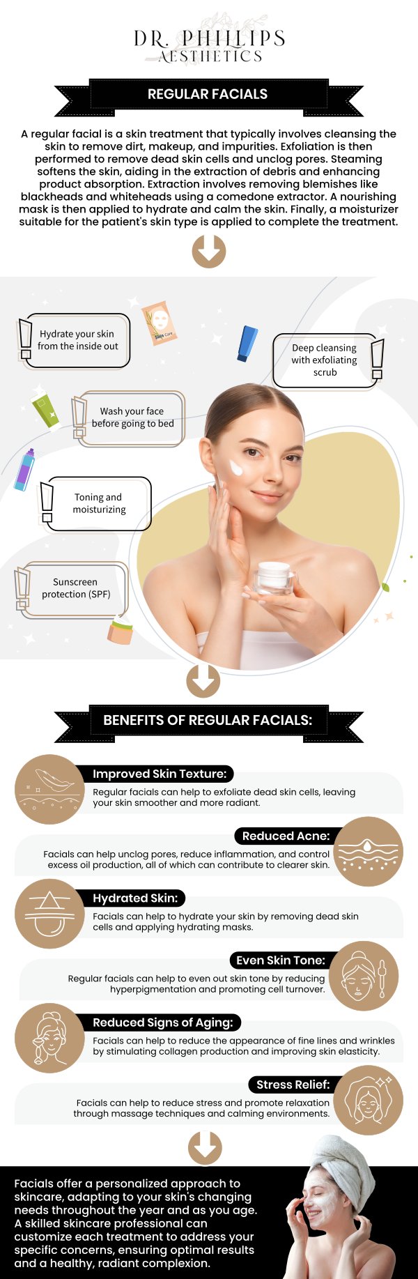 Facials are a soothing technique to exfoliate and moisturize the skin, resulting in a radiant, gorgeous appearance. Facials offer a range of benefits that contribute to the overall health and appearance of the skin. Book your next appointment now and learn more about the benefits of facial treatments! Facial treatments are available at Dr. Phillips Aesthetics. Please contact us for more information. We are conveniently located at 242 N Edinburgh Drive Winter Park, FL, 32792. Facials are a soothing technique to exfoliate and moisturize the skin, resulting in a radiant, gorgeous appearance. Facials offer a range of benefits that contribute to the overall health and appearance of the skin. Book your next appointment now and learn more about the benefits of facial treatments! Facial treatments are available at Dr. Phillips Aesthetics. Please contact us for more information. We are conveniently located at 242 N Edinburgh Drive Winter Park, FL, 32792.